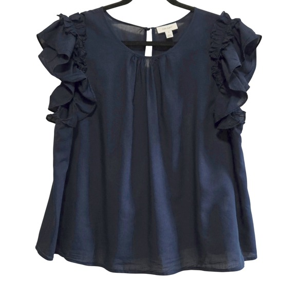ON-34TH Tops - On-34th Womens Navy Blue Ruffle Flutter Sleeve Blouse Top 2X Cotton Modal Blend
